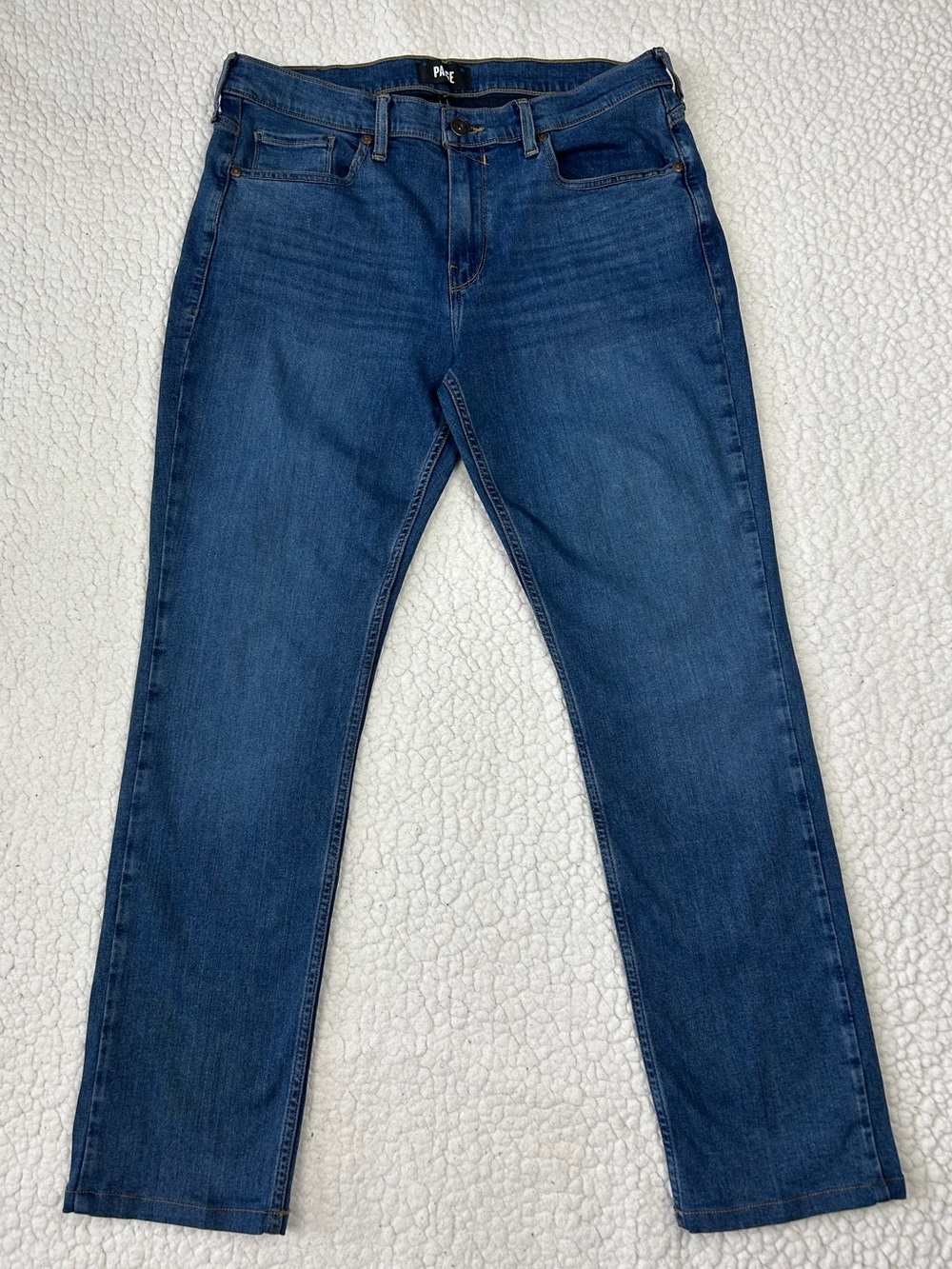 PAIGE Jeans Federal Men's 34 Blue Denim Five Pocket Design Straight Leg Stretch